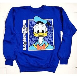 Disneyland Walt Disney World By Hanes Donald Duck Blue Sweatshirt Women's Small